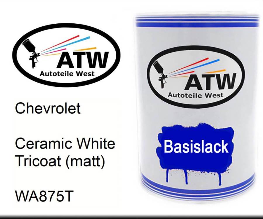 Chevrolet, Ceramic White Tricoat (matt), WA875T: 500ml Lackdose, von ATW Autoteile West.